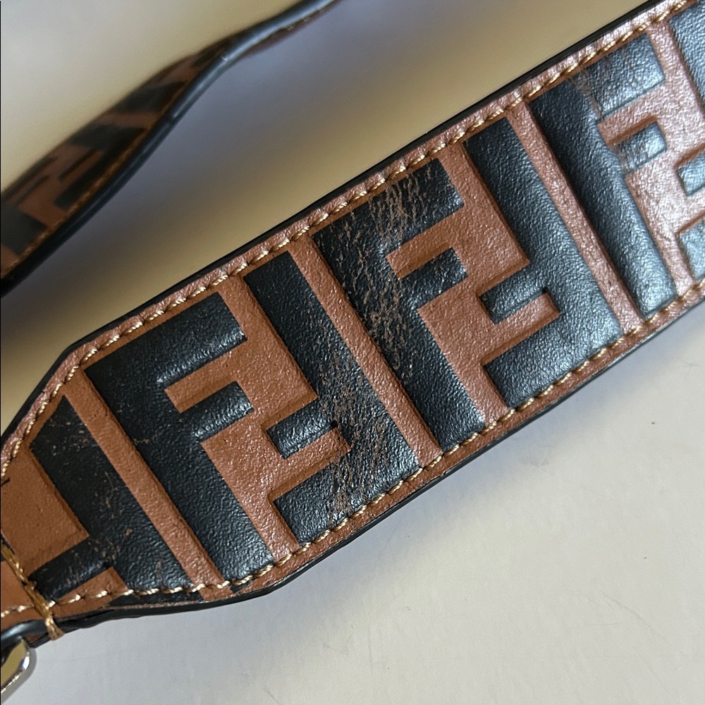 Black and Brown Shoulder Bag with Gold Accents - Picture 17 of 17